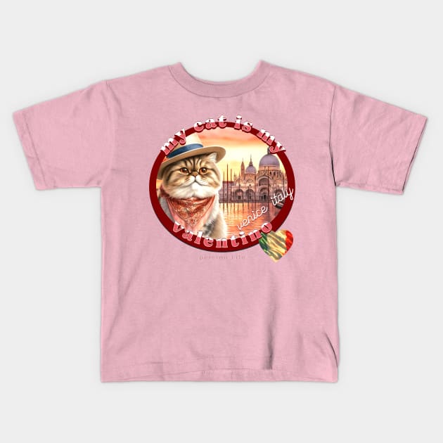 My Italian Valentine Cat Persian Life 4DP Kids T-Shirt by catsloveart